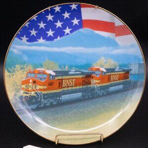 Vintage Sante Fe BNSF Railway Train Collector Wall Decor Plate w/ Wall Bracket